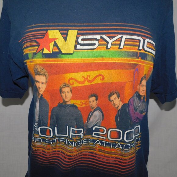 VTG 2000 NSYNC No Strings Attached Tour Unisex  M T Shirt Blue *READ Winterland - Picture 2 of 9